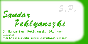 sandor peklyanszki business card